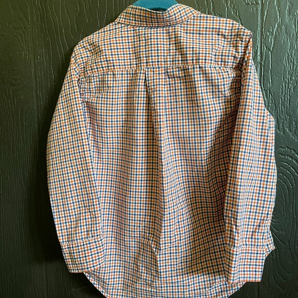 Ralph Lauren Boys Button-Down Shirt - Size 5 - Orange & Navy Gingham Check - Picture 2 of 6